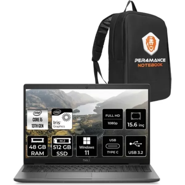 Dell  Latitude 3550 i5 1335U 48GB 512GB SSD 15.6'' FHD W11P N015L355015 & PER4 Çanta