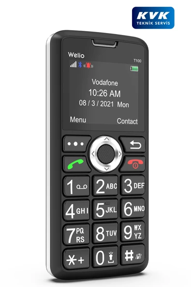 Welio WKey T100 Kamerasız Asker/Yaşlı Tuşlu Cep Telefonu Siyah/Gümüş