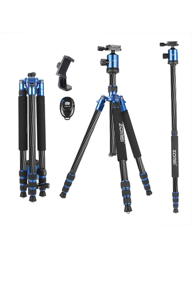 ZOMEI Z818C Profesyonel Taşınabilir Karbon Fiber Dijital Kamera ve Kamera Tripod Monopod Stant