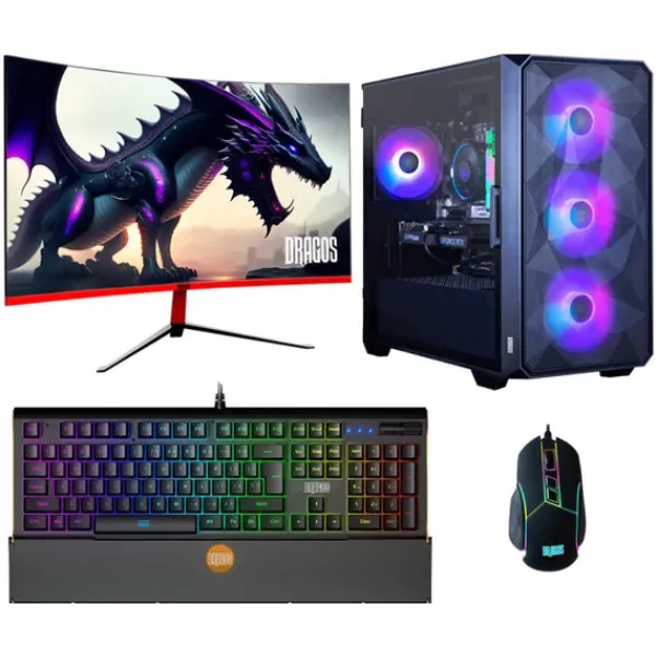 Dragos DRx5248 Ryzen 5 5600 32GB Ram 512GB M.2 NVMe SSD 8GB RTX4060 Ekran Kartı 27 İnç 165Hz Curved Monitör Masaüstü Oyuncu Bilgisayarı