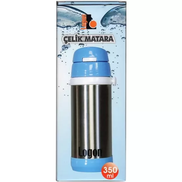 Logon Çelik Pipetli Matara Mavi 350 ml LGI015