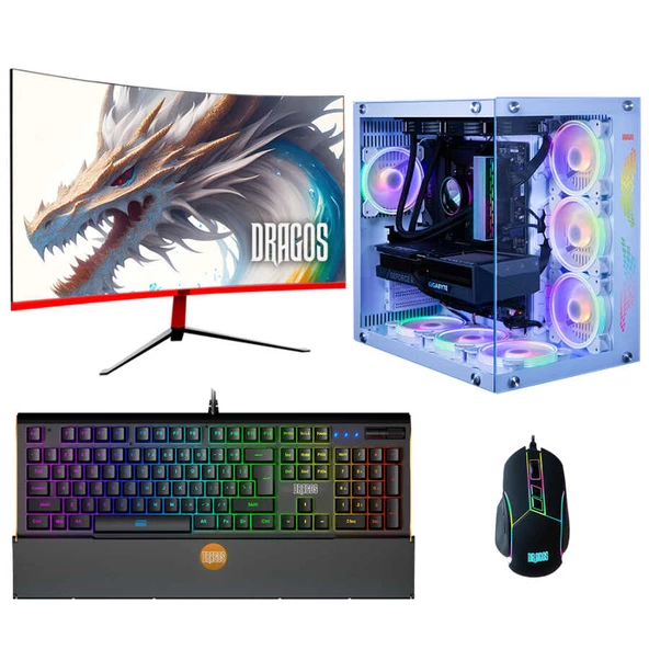 Dragos DRx6145 Ryzen 7 5700X 16GB Ram 1TB M.2 NVMe SSD 8GB RTX4060Ti 27 İnç 165Hz Curved Monitör Oyuncu Bilgisayarı