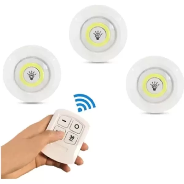 Pazariz Uzaktan Kumandalı 3lü Led Lamba Kablosuz Pilli Işıldak