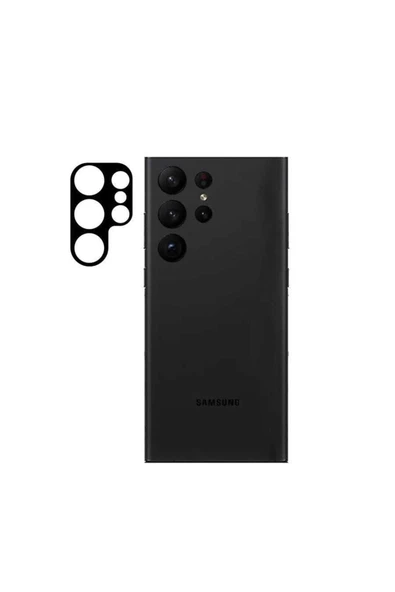 Samsung Galaxy S23 Ultra Kamera Lens Koruyucu Siyah Çerçeveli Korunaklı (3d K.c) Siyah