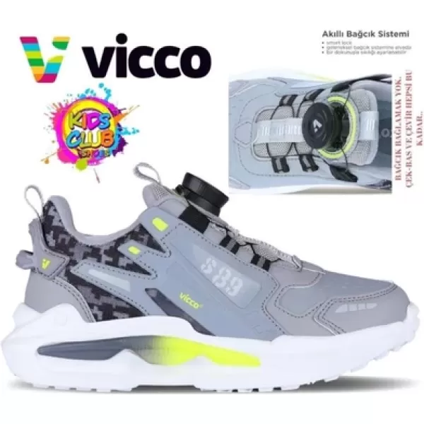 Vicco Code 346.F24K.329-18 Anatomik Taban Erkek Çocuk Spor Ayakkabı Gri 31-35