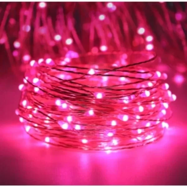 Pazariz 10mt Peri Pembe 100 Led Pilli Noel Parti Yılbaşı Ağaç Dekor Aydınlatma Lamba Animasyonlu Süsleme