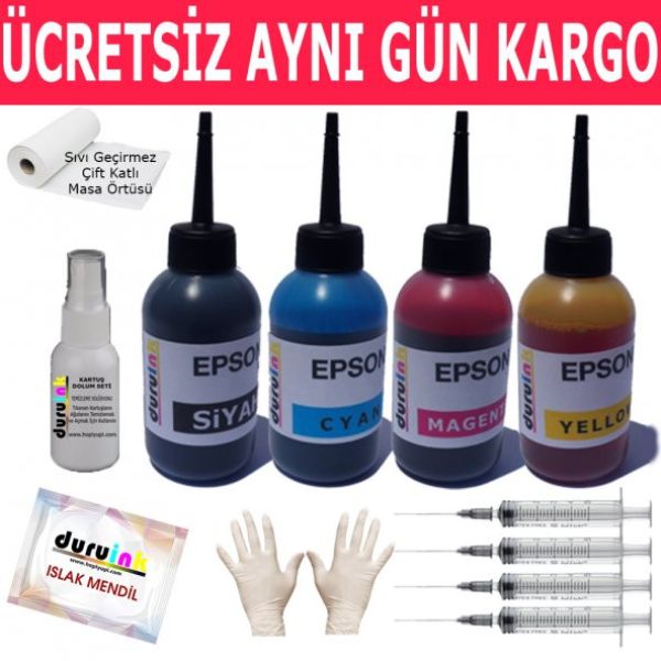 EPSON XP 102 202 4X100ML MUADİL MÜREKKEP SETİ DURUINK 4 RENK DOLUM