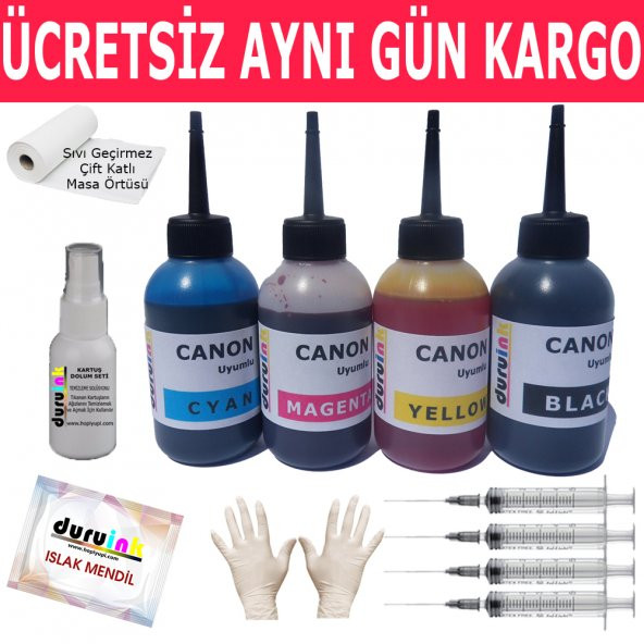 CANON G1400 G12411 G3411 4X100ML MUADİL MÜREKKEP SETİ DURUINK 4 RENK  KARTUŞ DOLUM MÜREKKEBİ