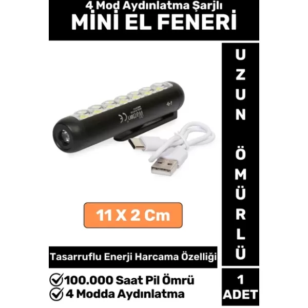 Profesyonel Kamp Avcı Güvenlik Okul Deprem 4 Modda Aydınlatma Güçlü Işık Mini EL FENERİ