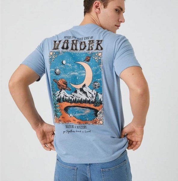 3sam10087hk 655 Mavi Erkek Pamuk Jersey T-shirt