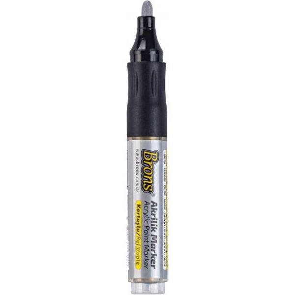 Brons Akrilik Marker 4 mm Yuvarlak Uç Gümüş