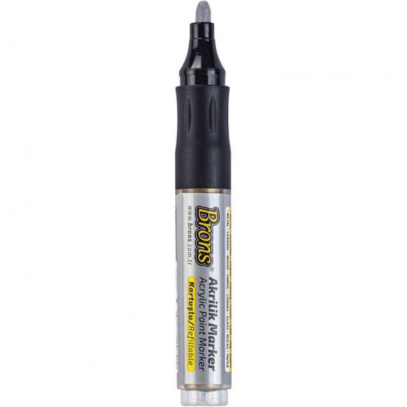 Brons Akrilik Marker 4 mm Yuvarlak Uç Gümüş