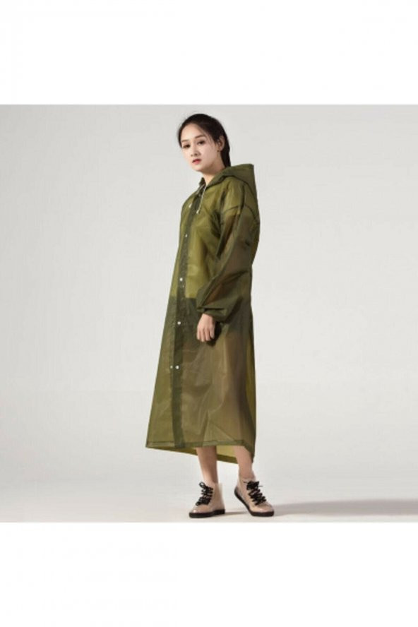 Unisex Haki Yeşil Eva Kumaş Su Rüzgar Geçirmez Yağmurluk
