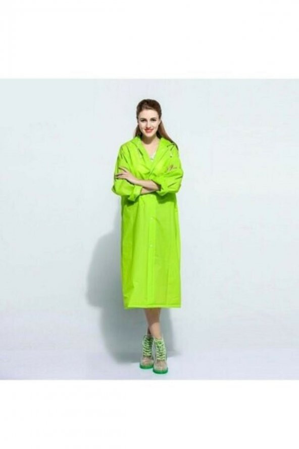 Unisex Fıstık Yeşili Eva Kumaş Su Rüzgar Geçirmez Yağmurluk