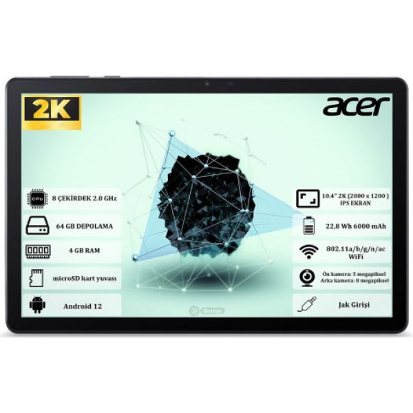 Acer Iconia Tab P10 4Gb Ram 64Gb 10.4" 2K (2000 X 1200) Ips Tablet Nt.lfqey.001