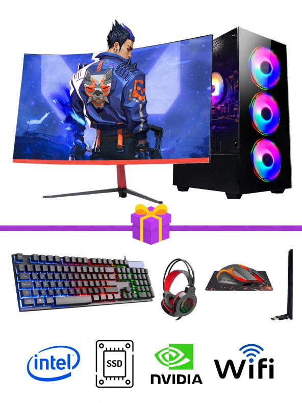 RAMTECH FULLFORCE FF541 İ5-10400F 16GB RAM 256GB SSD 1TB HDD RTX3050/8GB 23.6CURVED MONİTÖR OYUNCU MASAÜSTÜ BİLGİSAYAR