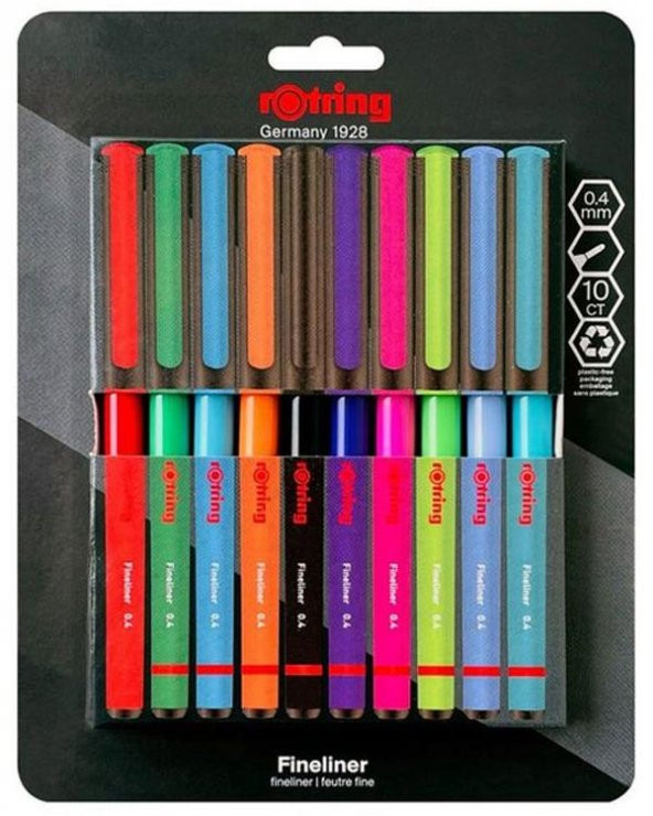 Rotring Fineliner Keçe Uçlu 10lu Kalem Seti
