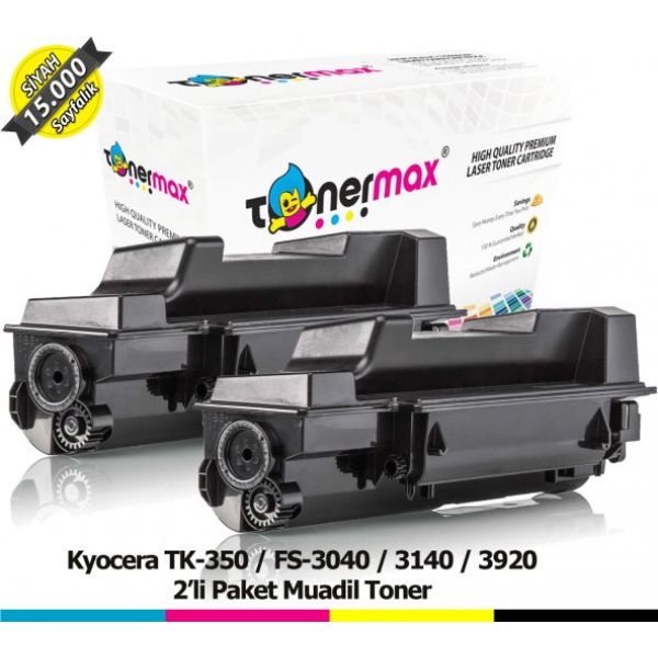 Kyocera TK-350 Muadil Toneri 2'li Paket / FS-3040 / 3140 / 3920