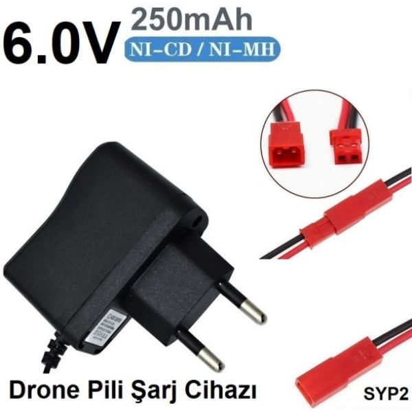 Drone Pili Şarj Cihazı Jst-2p Fiş Güç Adaptörü 6.0v 250mah Çıkış (2 YIL GARANTİLİ)