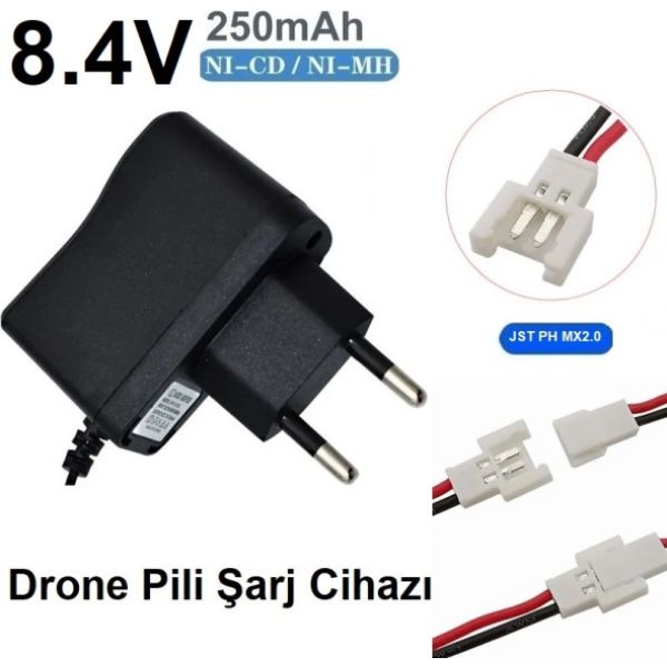 Drone Pili Şarj Cihazı Jst Ph Mx2.0 Fiş Güç Adaptörü 8.4v 250mah Çıkış  2 YIL GARANTİ