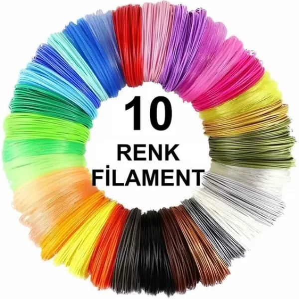 3D Kalem Yazıcı için 10 renk 70 metre (10 x 7 metre) PLA Filament