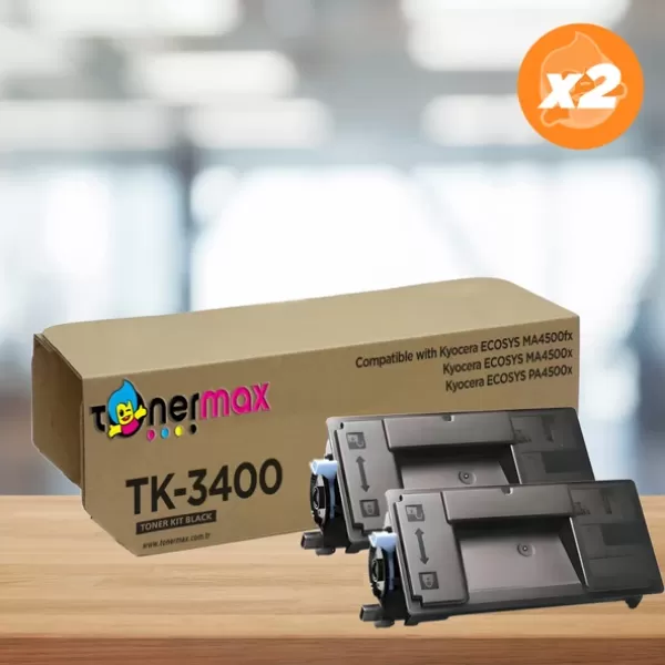 Kyocera TK-3400 Muadil Toner 2'li Avantaj Paket / ECOSYS MA4500fx / ECOSYS MA4500x / PA4500x
