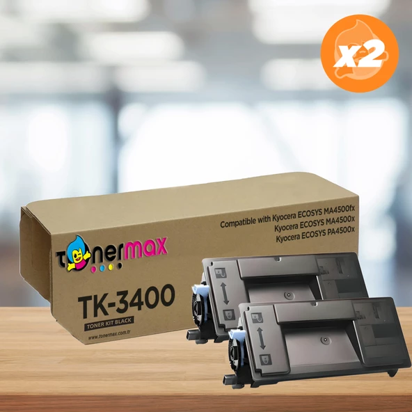 Kyocera TK-3400 Muadil Toner 2'li Avantaj Paket / ECOSYS MA4500fx / ECOSYS MA4500x / PA4500x