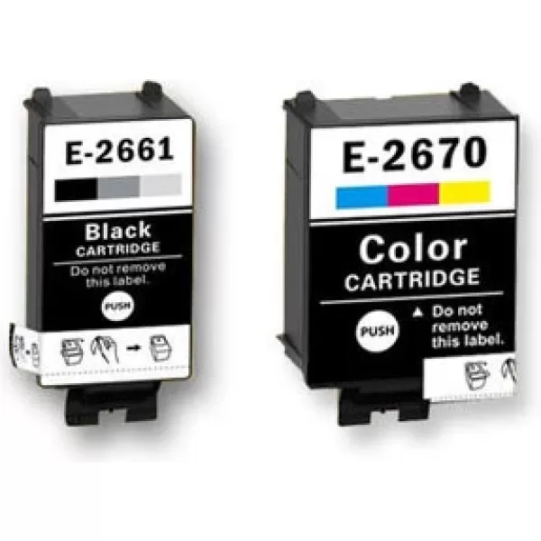 Epson Workforce WF-100W T266-T267 E2661 / E2670 2'li Siyah ve Renkli Muadil Kartuş Seti 250 Sayfa
