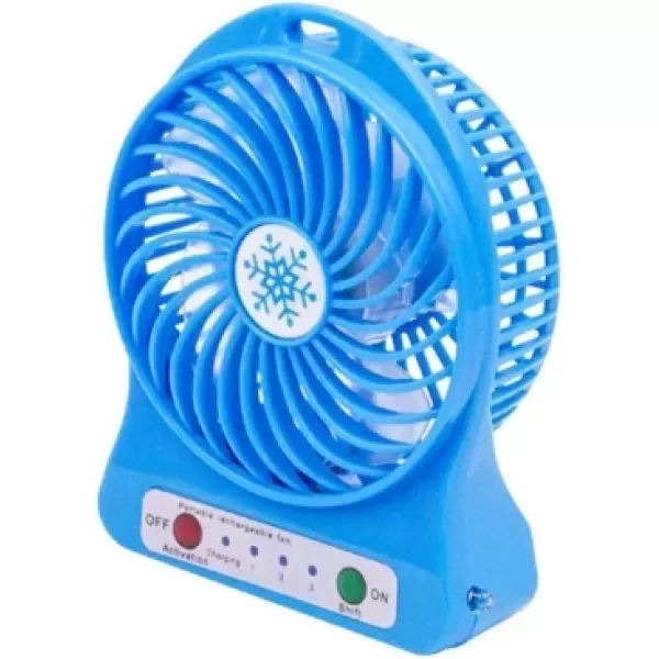 Pazariz Masa Üstü Şarjlı Mini Vantilatör 3 Kademeli Usb Mini Fan Mavi