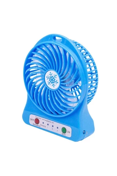 Pazariz Masa Üstü Şarjlı Mini Vantilatör 3 Kademeli Usb Mini Fan Mavi