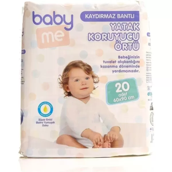 Baby Me Kaydırmaz Bantlı Yatak Koruyucu Örtü 60x90 cm 20 Adet