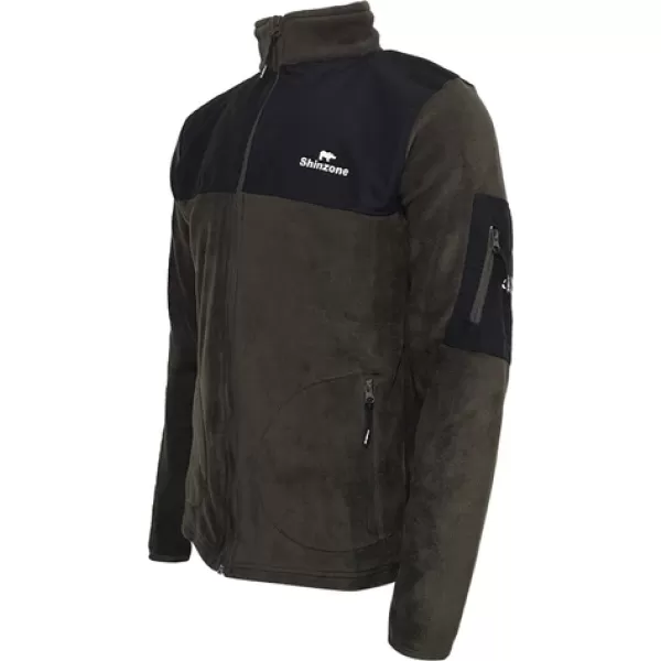 Erkek Regular Fit Fermuarlı Cepli Polar Haki Sweatshirt