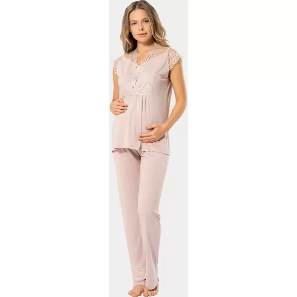 Türen Kadın Lohusa Pijama Takımı 3294/Pudra