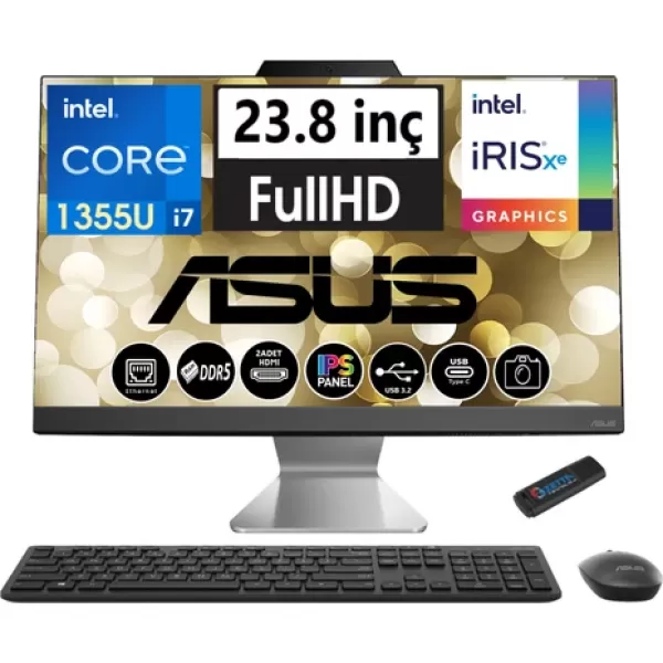 Asus A3402WBAK-I716512B0D Intel I7-1355U  32GB Ddr5 Ram 1tb SSD 23.8 Fhd IPS WINDOWS11PRO All In One Bilgisayar I716512B0D38+ZETTAUSBBELLEK