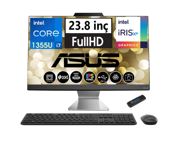 Asus A3402WBAK-I716512B0D Intel I7-1355U  32GB Ddr5 Ram 1tb SSD 23.8 Fhd IPS WINDOWS11PRO All In One Bilgisayar I716512B0D38+ZETTAUSBBELLEK
