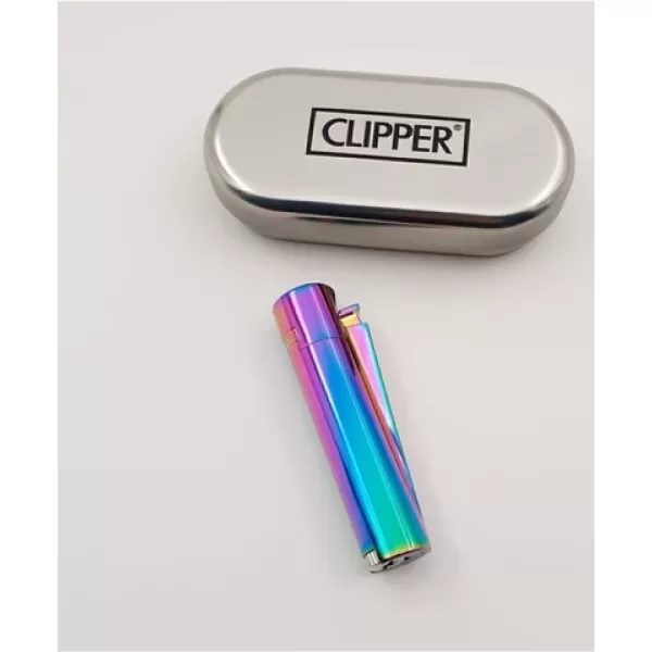 CLİPPER Metal Gökkuşağı Renkli Çakmak Metal Kutulu