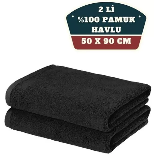 4 ADET  Mikrofiber El Yüz Spor Havlusu 50x90 Siyah 715350 Toptan Paket