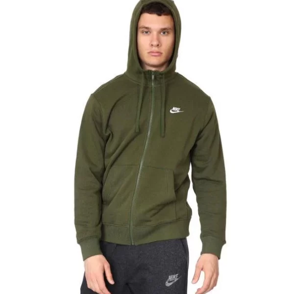 Nike Sportswear Club Full Zip Hoodie Haki Erkek Sweatshirt BV2648-326