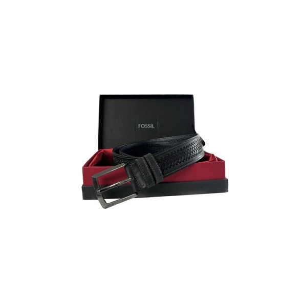 Fossil Gri Desenli Hakiki Deri Spor Kemer 4cm125CM