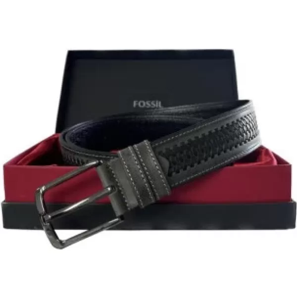 Fossil Gri Deri Desenli Suni Deri 4 cm Erkek Kemeri-105 cm