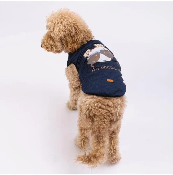 Pawstar Köpek Navyblue NoProb-Lama Big T-shirt Büyük 3XLarge Sırt49cm Göğüs66cm Boyun43cm