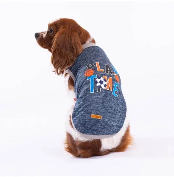 Pawstar Kedi ve KÜÇÜK Köpek T-Shirt Navy Blue Sporty M Sırt28cm Göğüs41cm Boyun26cm
