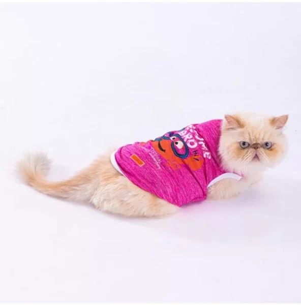 Pawstar Kedi ve KÜÇÜK Köpek T-Shirt Fuchsia Crab L Sırt33cm Göğüs46cm Boyun30cm