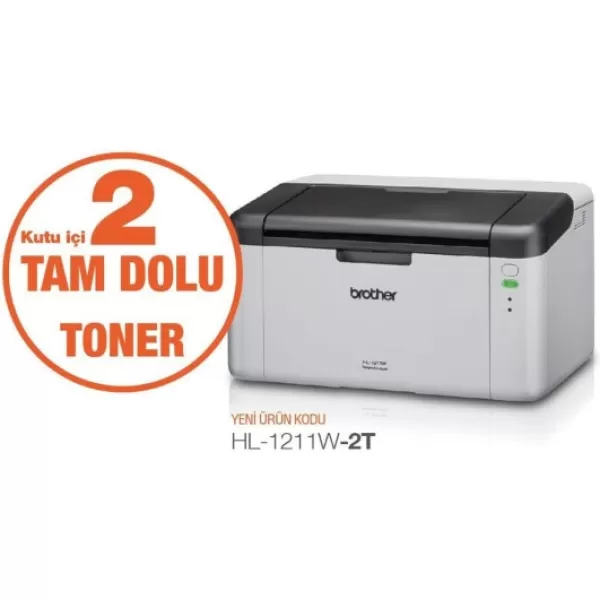 Brother HL-1211w Wifi Mono Laser Yazıcı 2 Tam Toner Hediyeli