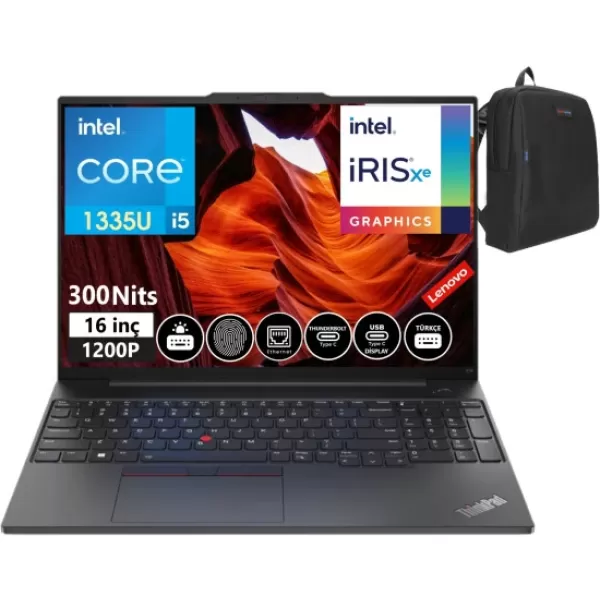 Lenovo Thinkpad E16 Gen1 Intel Core I5 1335U 8gb 256GBSSD 16" Wuxga IPS WINDOWS11PRO Taşınabilir Bilgisayar TB21JN0008TX13+WEBLEGELSINÇANTA