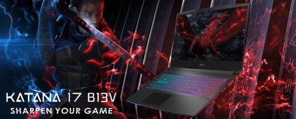 MSI NB KATANA 17 B13VGK-1287XTR I7-13620H 16GB DDR5 RTX4070 GDDR6 8GB 1TB SSD 17.3 FHD 144Hz DOS