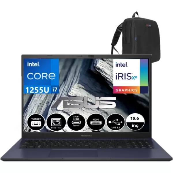 ASUS ExpertBook B1502CBA B1 İntel Core i7 1255U 40gb 2tb SSD İntel İris Xe Graphic FHD 15.6 Windows11Pro Taşınabilir Bilgisayar BI78512B0D44+WeblegelsinÇanta