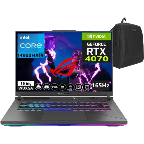 Asus Rog Strix G16 Intel Core I9 14900HX 16GB DDR5 RAM 1tb SSD RTX4070-140W 165Hz Windows11Pro 16" Wuxga Taşınabilir Bilgisayar G614JIR-N308834+WeblegelsinÇanta