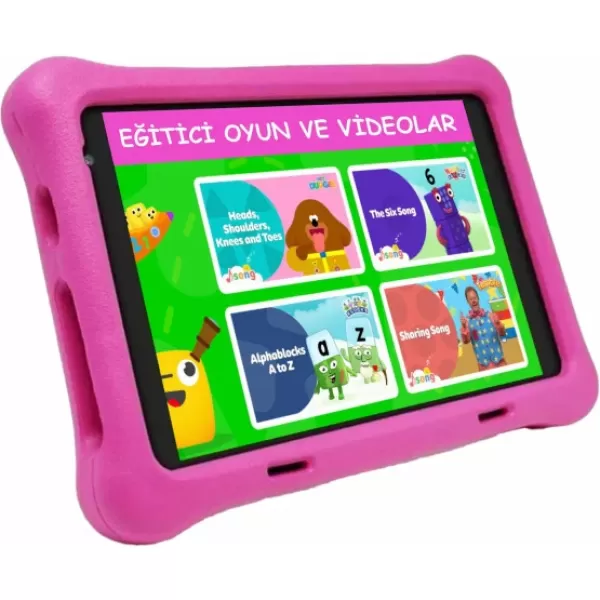 NPO 8" IPS Ekran 4GB 64GB Android 13.0 A133P 1.8GHz Antişok Çocuk Tableti, Kids Tablet Pembe RS407+