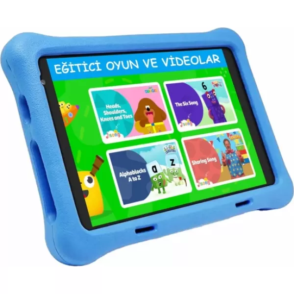 NPO 8" IPS Ekran 4GB 64GB Android 13.0 A133P 1.8GHz Antişok Çocuk Tableti Kids Tablet Mavi RS407+